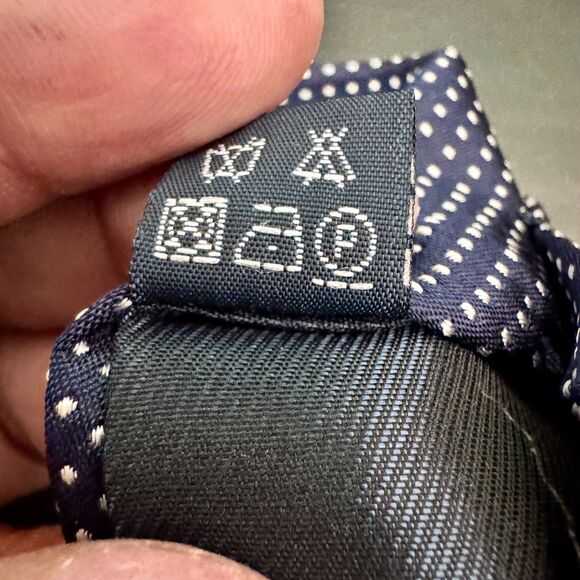 Vitali Italy 100% Silk Handmade Tie Navy Blue White Polka Dot Necktie 58 x 3.25 - Picture 6 of 8